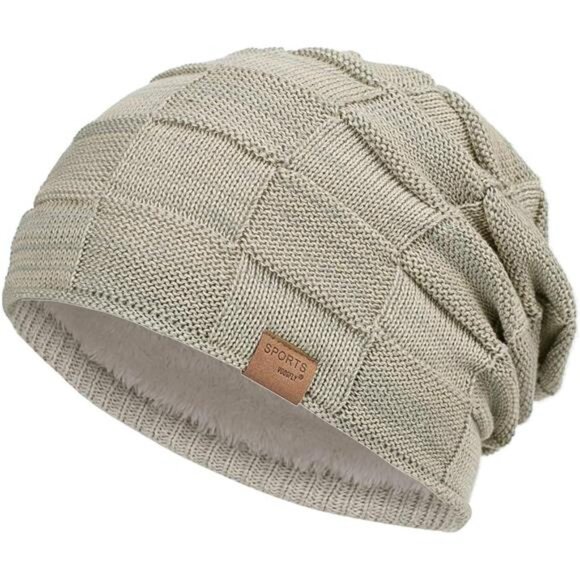 Slouchy Beanie Hats for Men Apricot - Picture 1 of 6